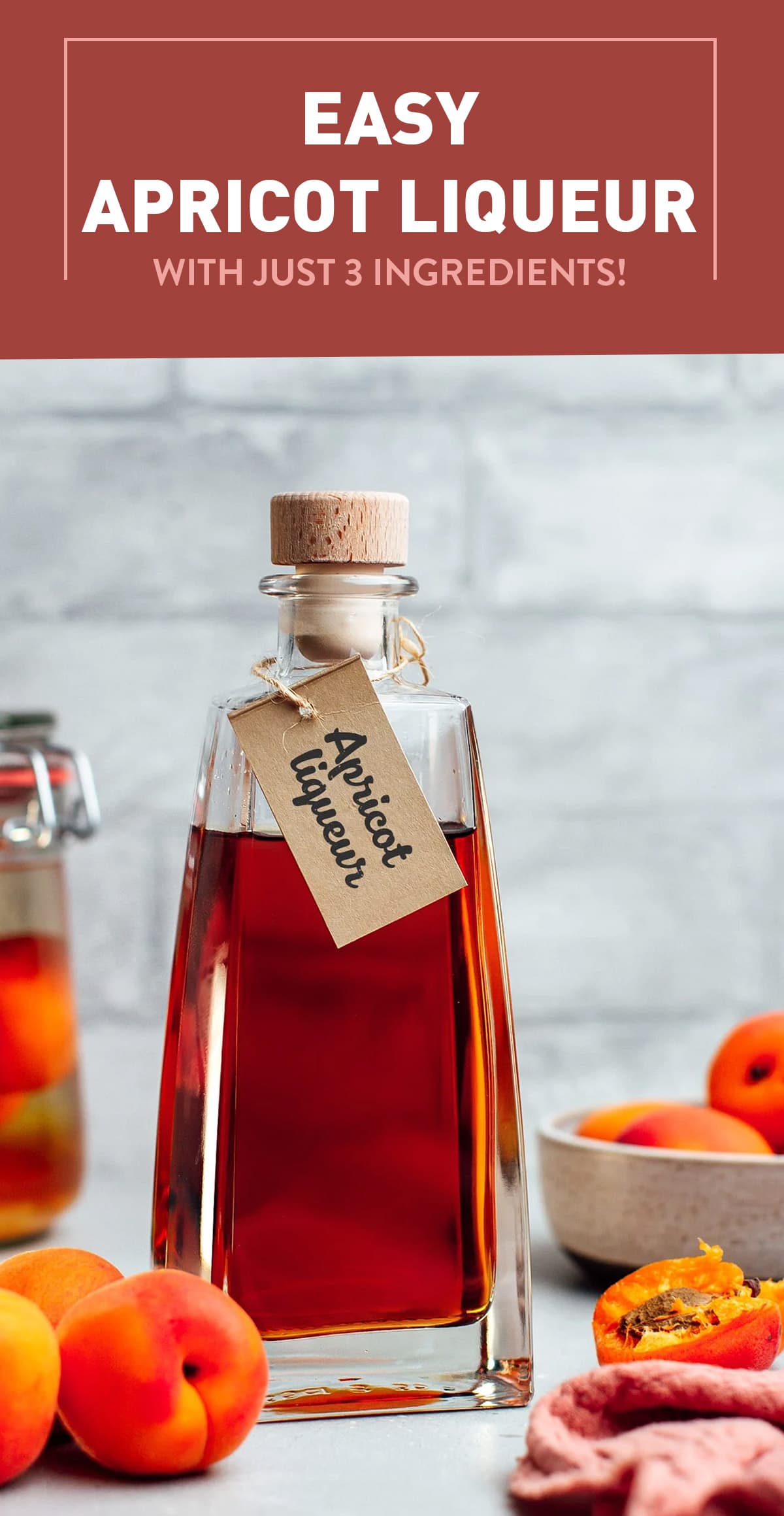 Make your own apricot liqueur with just 3 ingredients! Fresh, sweet, and fruity, this liqueur has a flavor comparable to Japanese umeshu. Apricots are steeped for about 3 months in liquor and sugar to create a delightful and aromatic beverage! #umeshu #apricotliqueur