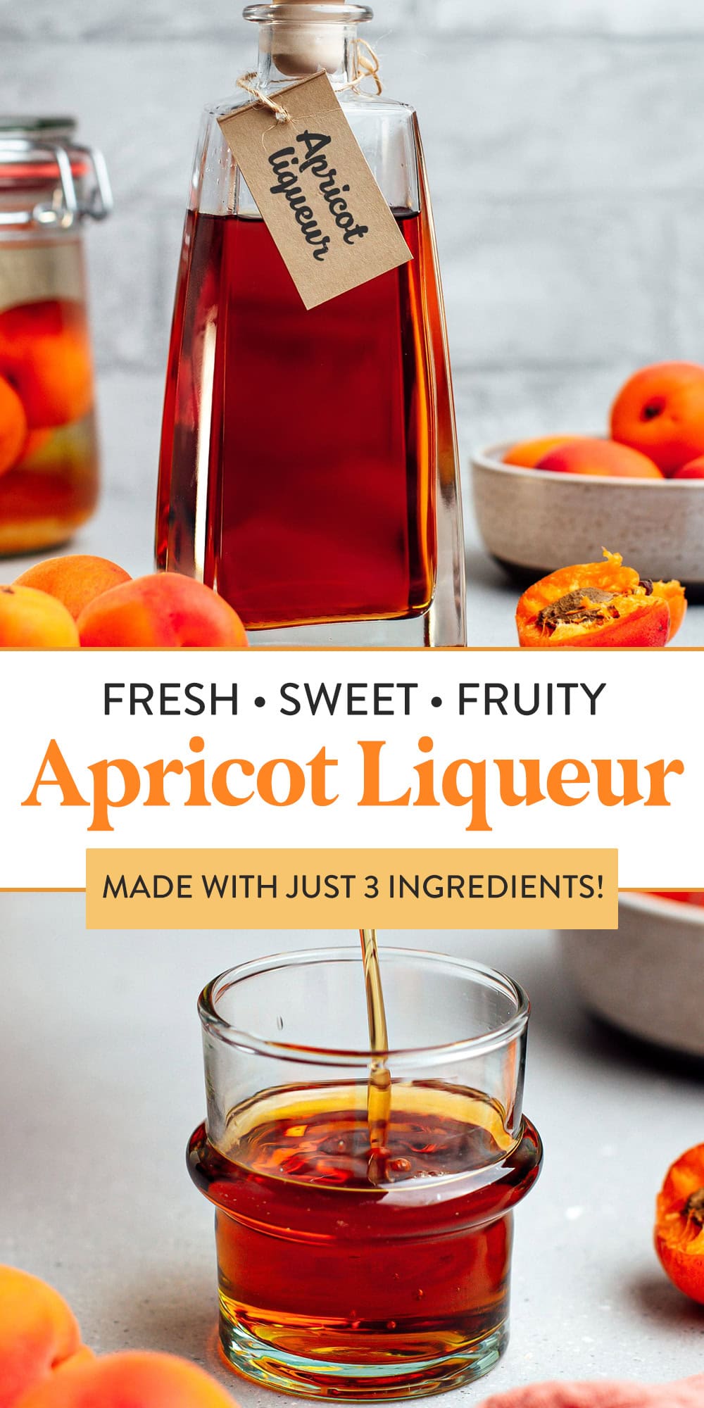 Make your own apricot liqueur with just 3 ingredients! Fresh, sweet, and fruity, this liqueur has a flavor comparable to Japanese umeshu. Apricots are steeped for about 3 months in liquor and sugar to create a delightful and aromatic beverage!